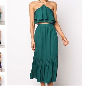 Two piece set crop top and high waisted skirt